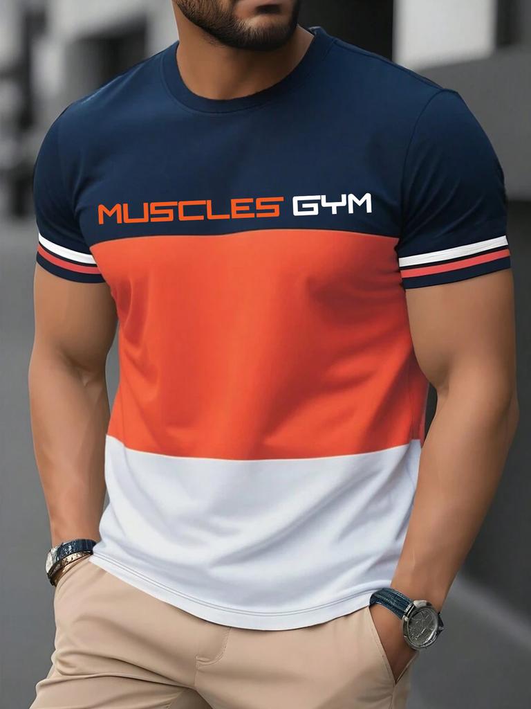 Letter 3D Printed Men T-shirt Summer Outdoor Casual Sports Quick Drying Short Sleeve Top Plus Size Men Clothing