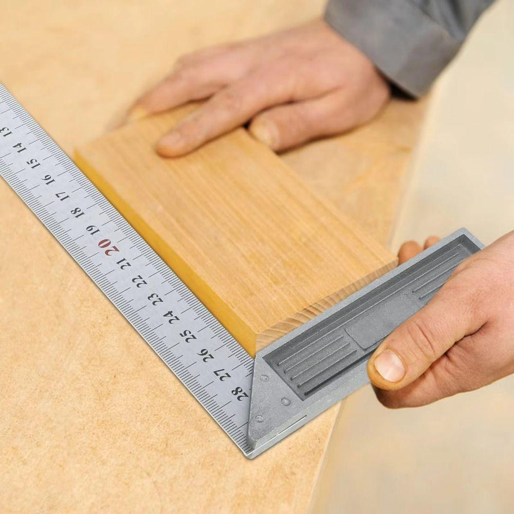 90 Degree Right Angle Steel Ruler Aluminum Handle L-Shaped Ruler Right Angle Turning Ruler  Gadget