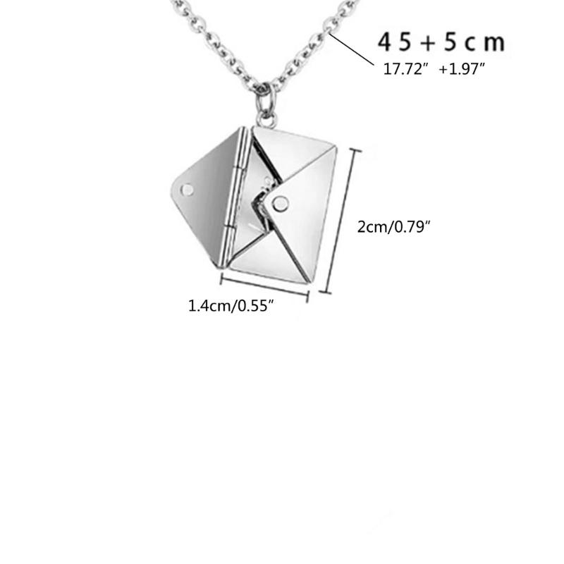Valentine's Day Love you Secret Hidden Message Pendant Necklace Stainless Steel Can Open Photo Frame Envelope Necklace