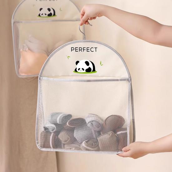 Mesh Storage Bag Large Capacity Wardrobe Organizer Breathable Hanging Storage Net for Underwear Socks Towels Bedroom Dorm Travel