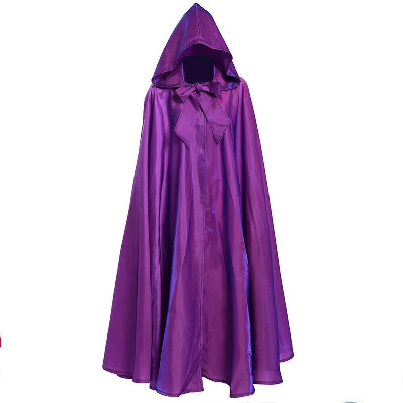 Vampire Cape Adult Long-length Witchcraft Hooded Cloak Halloween Party Cosplay Oufits Bow-tie Strap Medieval Vintage Easter Cape