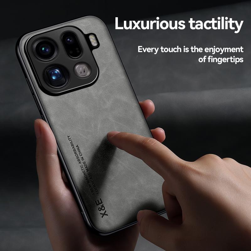 Custodia Posteriore EUCAGR di Lusso in PU Magnetica Antiurto per OPPO Find X9 Pro X9Pro con Piastra Metallica Guscio per Telefono per OPPO Find X9