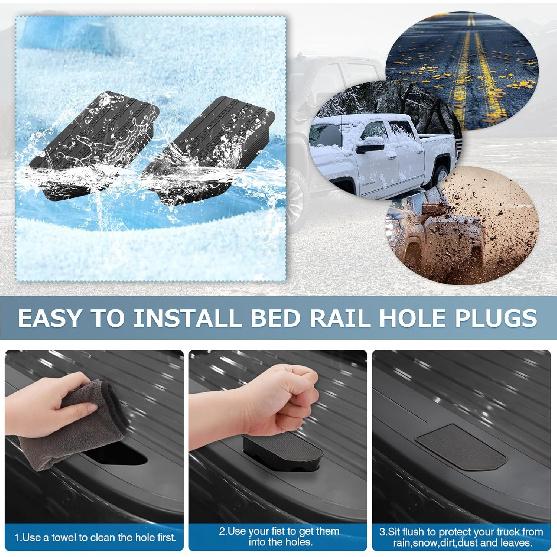 Shademax Stake Pocket Covers  Fit For -2024 2025 2026 GMC Sierra And Chevy Silverado Accessories Truck Bed Rail Hole Plugs Stake Pocket Caps Cover