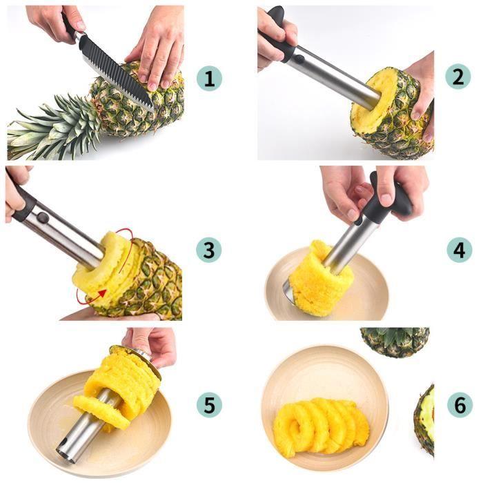 Pineapple Cutter,Peeler,Fruit Cutter,Stainless Steel Fruit Corer Slicer,Separator,Slicer,for Peeling Coring,pear,peach,apple