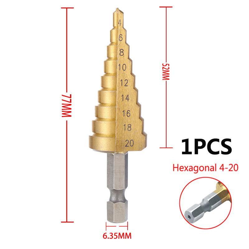 3pcs 3-12mm 4-12mm 4-20mm HSS Straight Groove Step Drill Bit Set Titanium Coated Wood Metal Hole Cutter Core Drill Bit Set