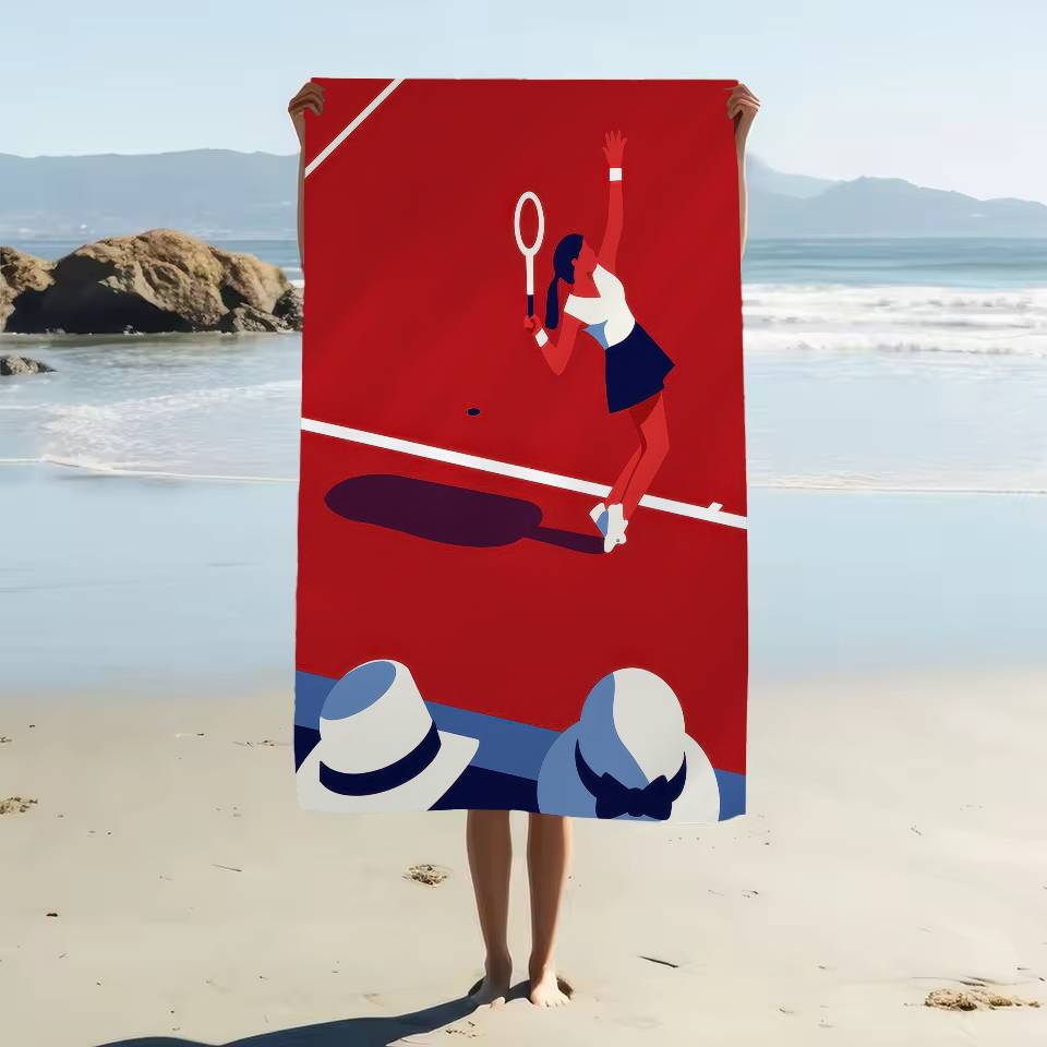 Tennis US French Open Sport Canvas Mikrofaser Strandtuch Saugfähig Schnelltrocknend Weich Yoga Schwimmen Resort Bergsteigen Handtuch