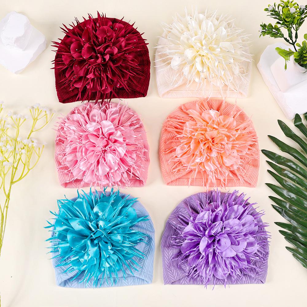 Handmade Large Sequin Flower Children's Hat for Newborn Fontanelle Protection