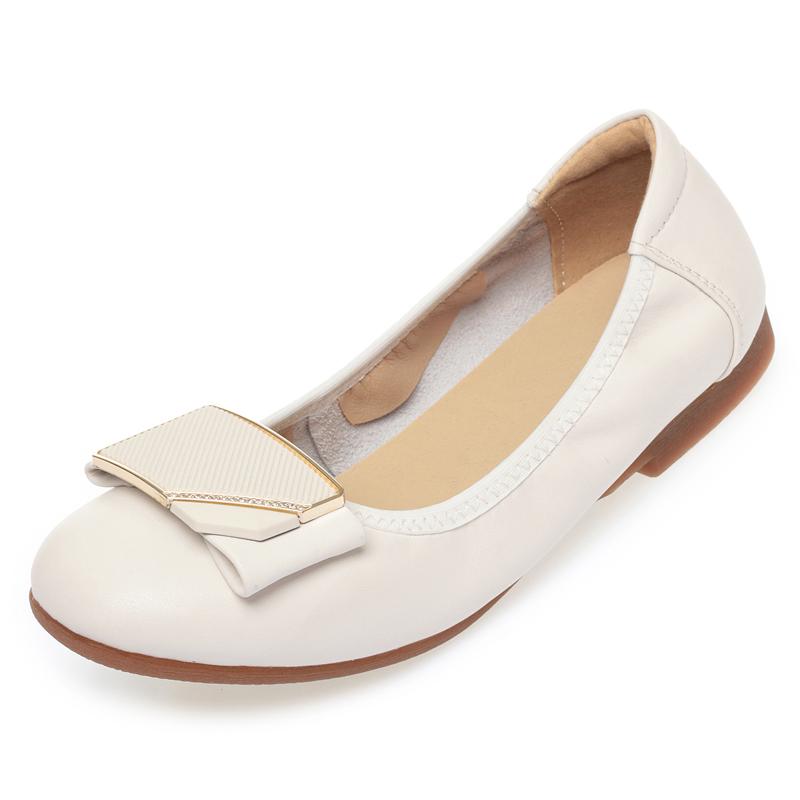 Fashion AIYUQI Women Beanie Shoes Spring 2025 New Flat Women Casual Shoes Genuine Leather Large Size Soft-soled Mom Shoes