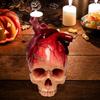 Skull Heart Figurine Spooky Life Size Skull Resin Statue Sculpture Halloween Home Office Desktop Bookshelf Decoration Ornament Festival Gift
