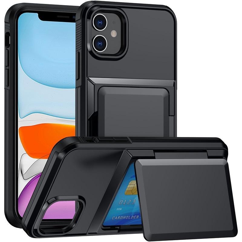

Чехол-картхолдер для iPhone 11, подходит для Apple 13/14, двухкомпонентный откидной кошелек, противоударный защитный чехол 12Pro iPhone16ProMax（6.9） чёрный