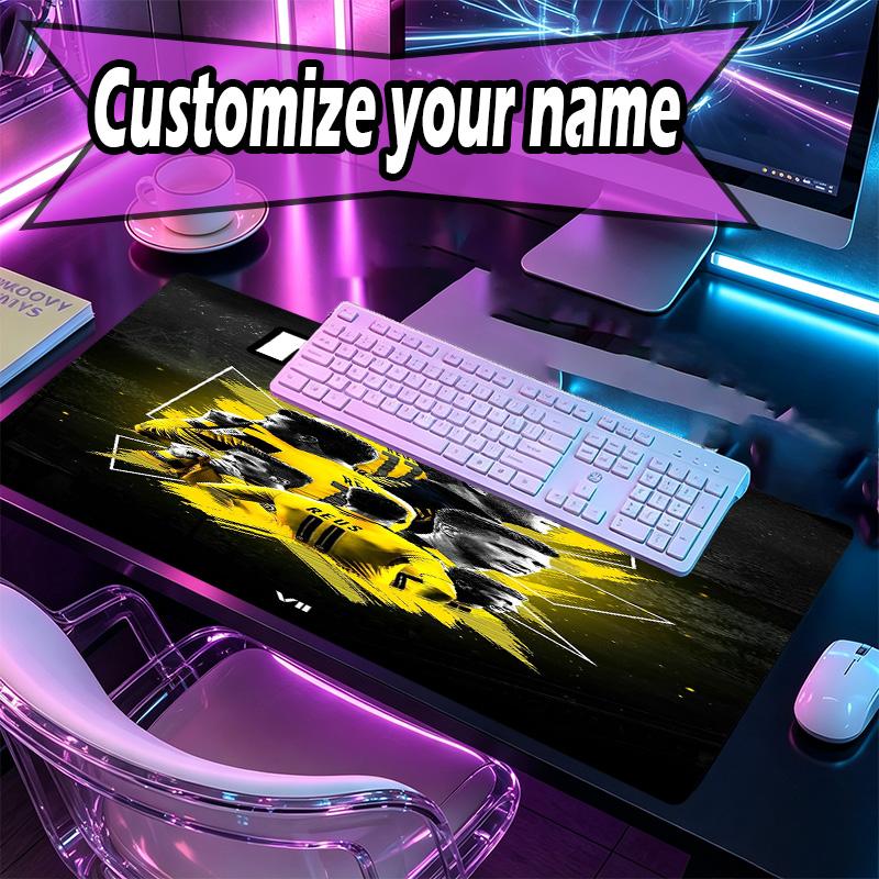 Custom Name Personalized Borussia Dortmund Pattern Mousepad, Laptop PC Desk Mat, Decorative Desk Mat for Home Keyboard Pad Gift