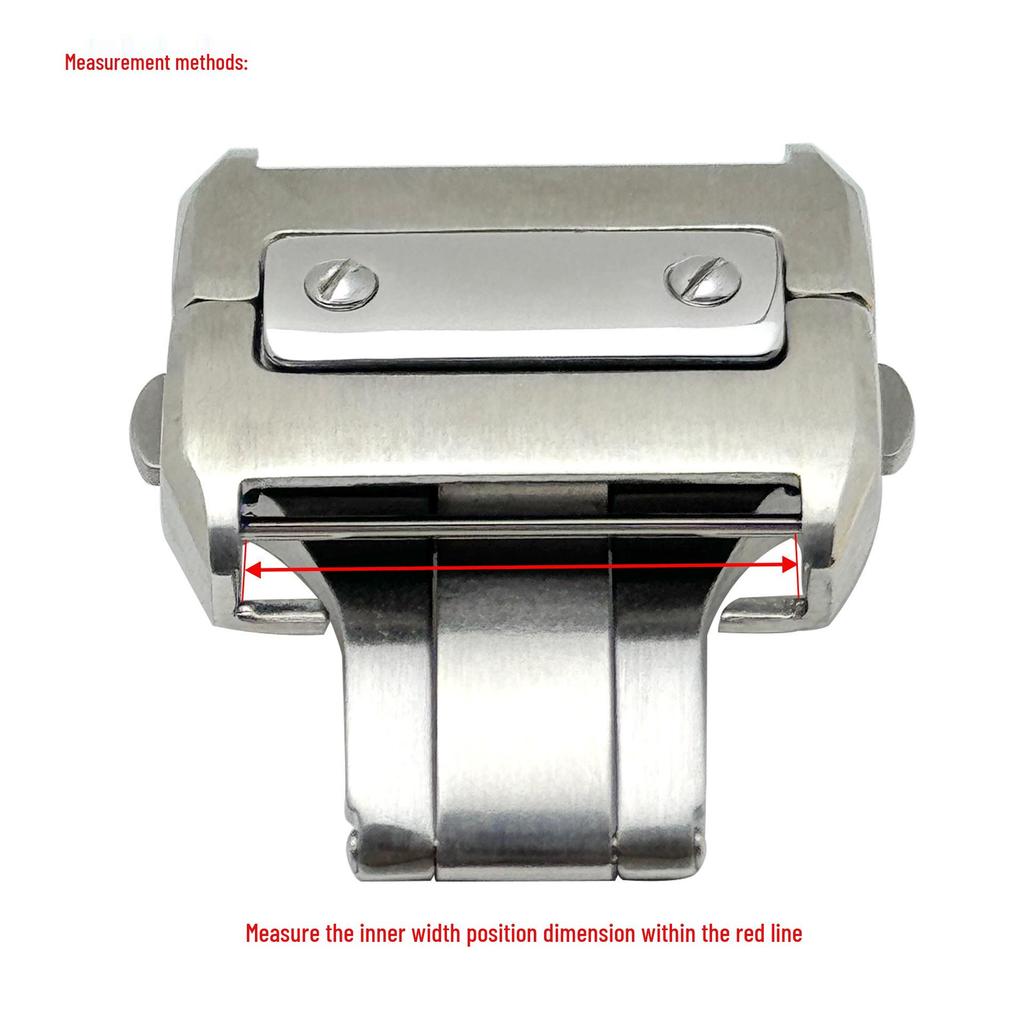 Fivela de Fecho Borboleta de Dupla Pressão para Cartier Santos/Santos100 - Fosca, 18/21mm