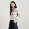 Women's Striped V-Neck Knit Cardigan
