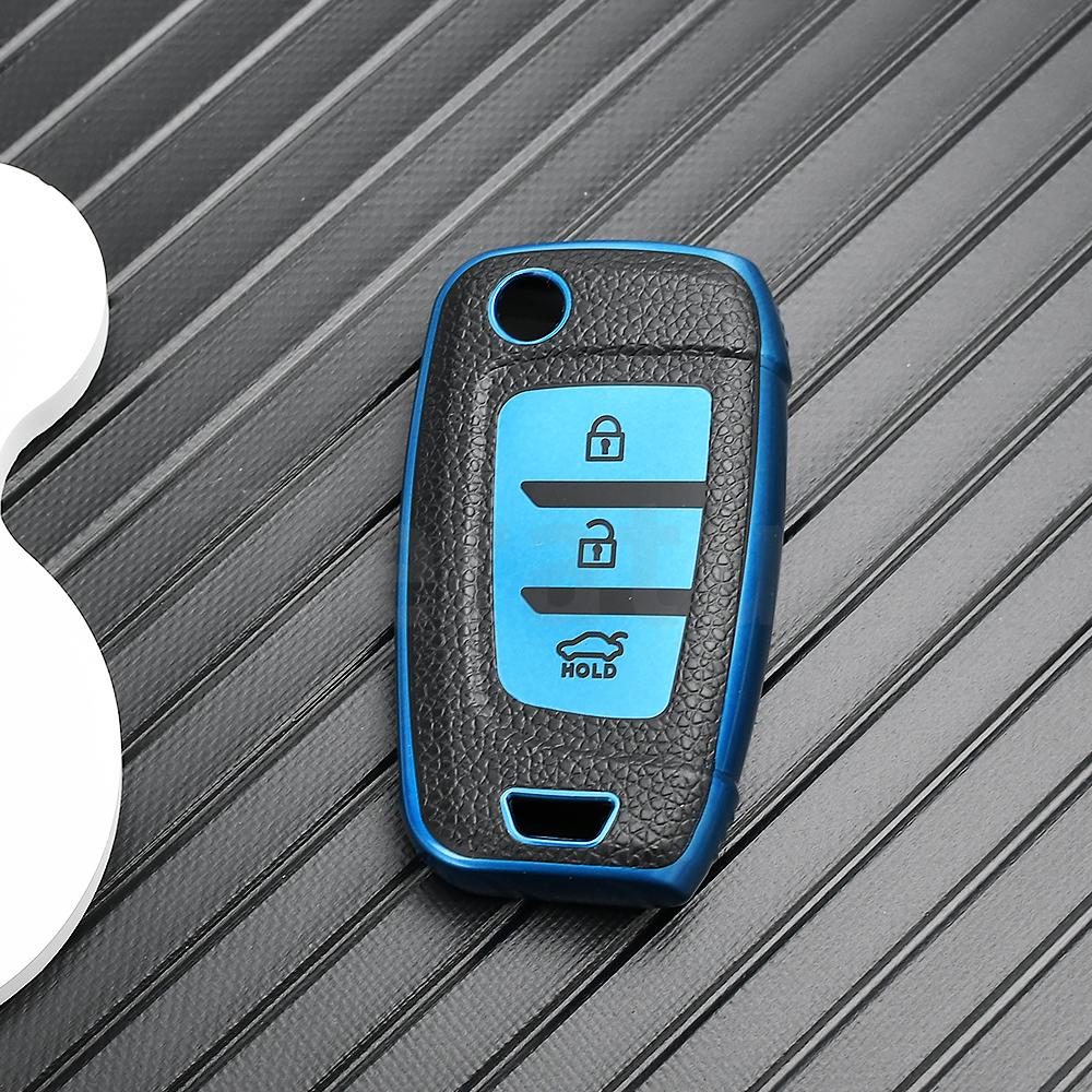 Leather TPU Shell Fob Car Flip Key Case Cover Holder For Hyundai I30 I35 I40 KONA Genesis Santa Fe Elantra Solaris Tucson Azera