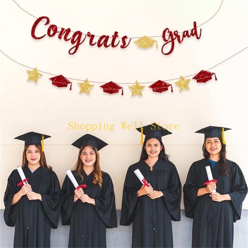 KX4B Glittering Congrats Grads Ornament Graduation Party Hanging Decoration for Class of 2025 for Decoration Celebration