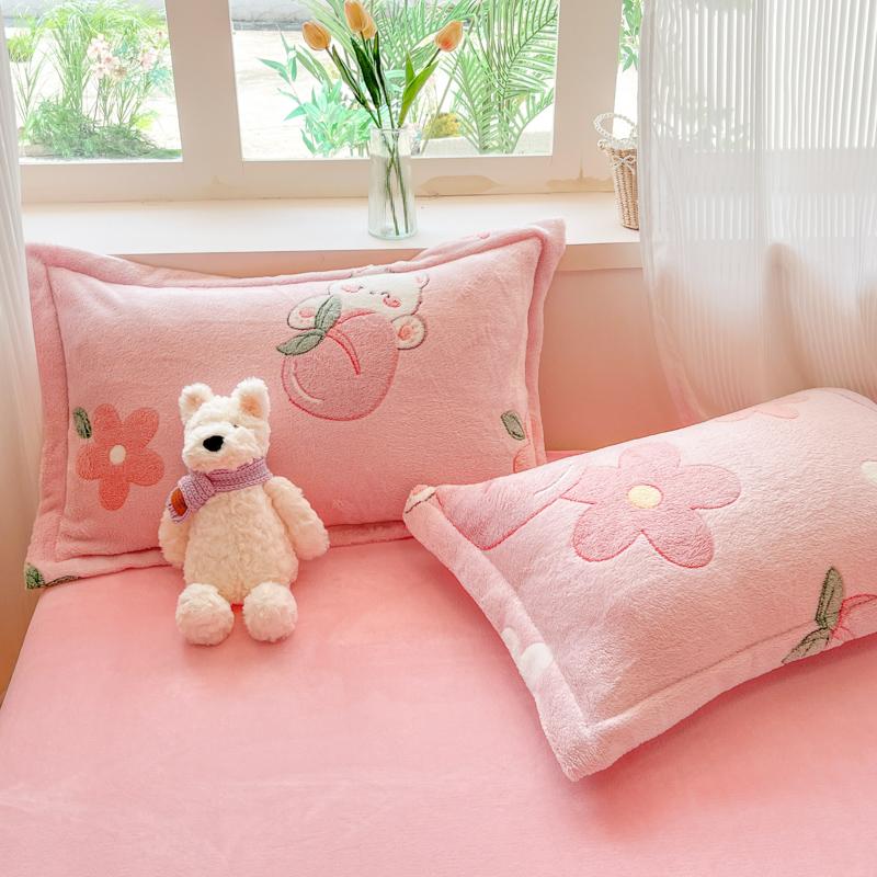 Print Flowers Winter Pillowcase Soft Warm Flannel Milk Keep Warm Pillow Shams Plush Machine Wash Pillow Covers 2 pieces