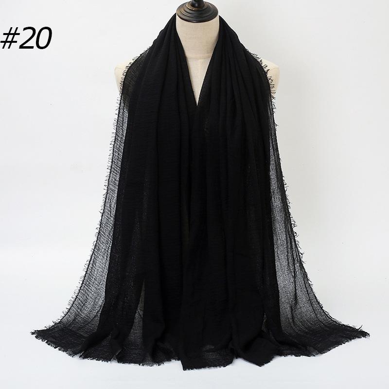 Solid Color Wrinkled Cotton-Linen Feel Women's Headscarf with Fur Edge