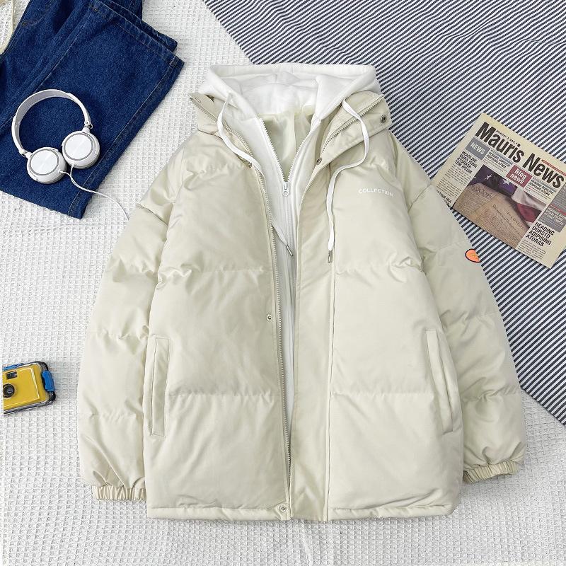 

Зимняя новая теплая утолщенная мужская повседневная свободная одежда из искусственной двухслойной ткани с капюшоном, хлопковая одежда, одежда-хлеб M белый