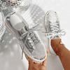 Fashion Fashion Car Stitch Colorblock Platform Single Shoes Fall New Round Toe Crystal Front Lace-Up Flat Sneakers