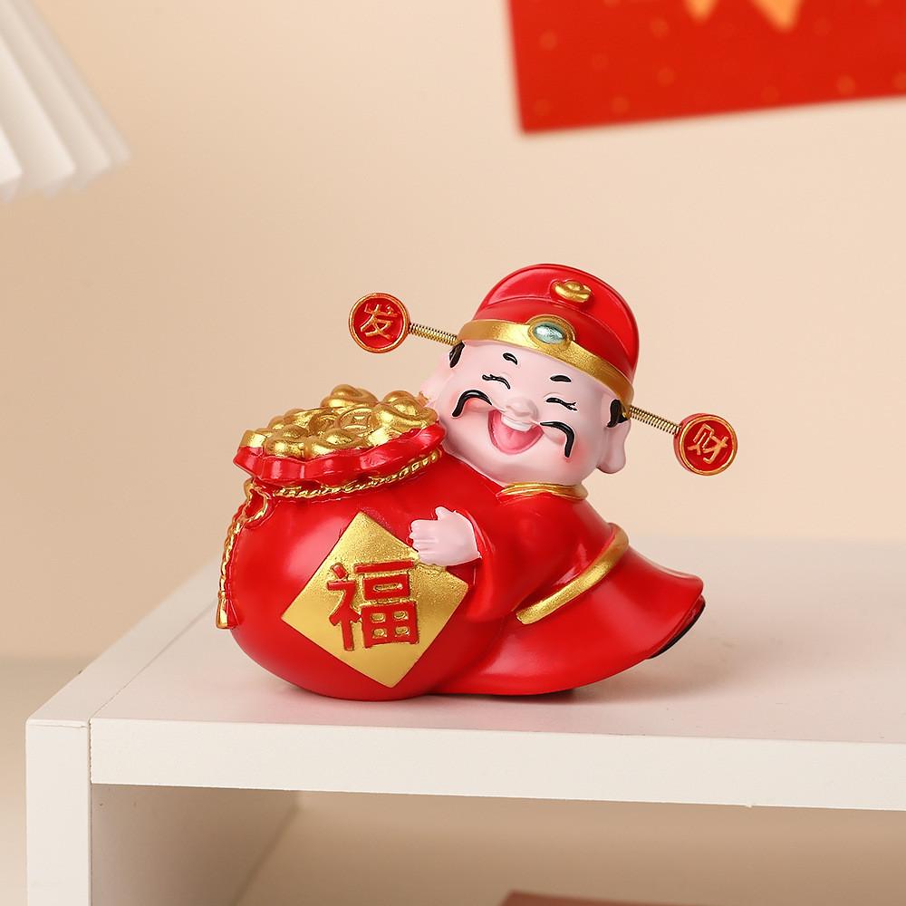 

Feng Shui Wealth God Resin Decor With Handpainted Craft For Home Or Office Red A