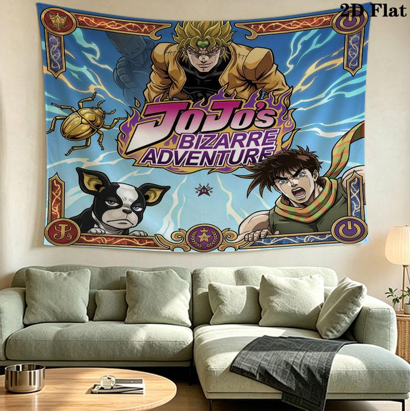 Jojos Bizarre Adventure Wall Tapestry Aesthetic Wall Hanging Printed Fabric Blanket Decorative Tapestries For Bedroom Living Room Home Decor