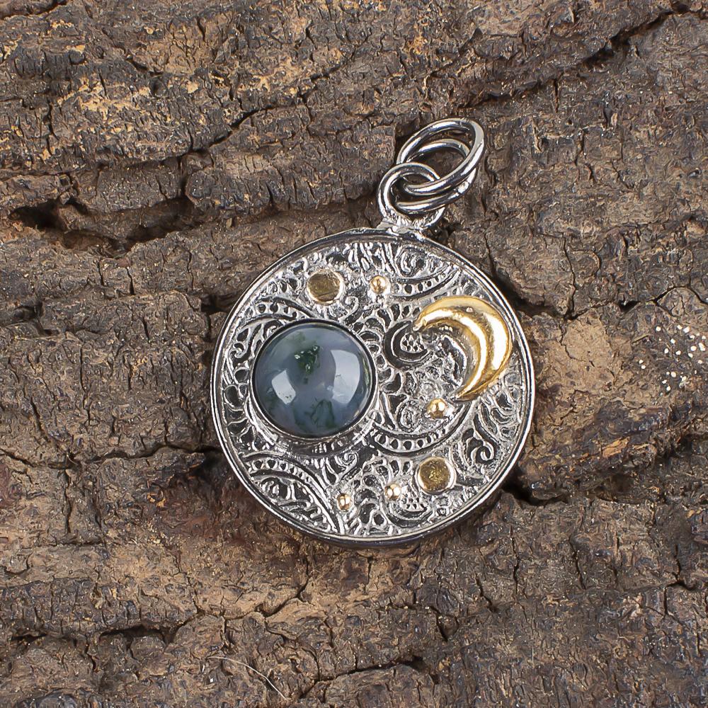 Moss Agate Gemstone Jewelry, Handmade Attractive Silver Spiritual Pendant For Women, 925 Sterling Silver Pendant For Gift