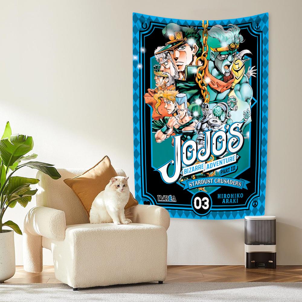 Anime JoJos Bizarre Adventure Tapestry Funny Comic Room Decor Wall Hanging Carpets Dormitory Bedroom Background Cloth