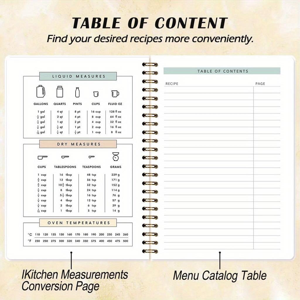 A printed cover notebook with recipe book illustrations and ingredient illustrations,for cooking enthusiasts,cooking plan record