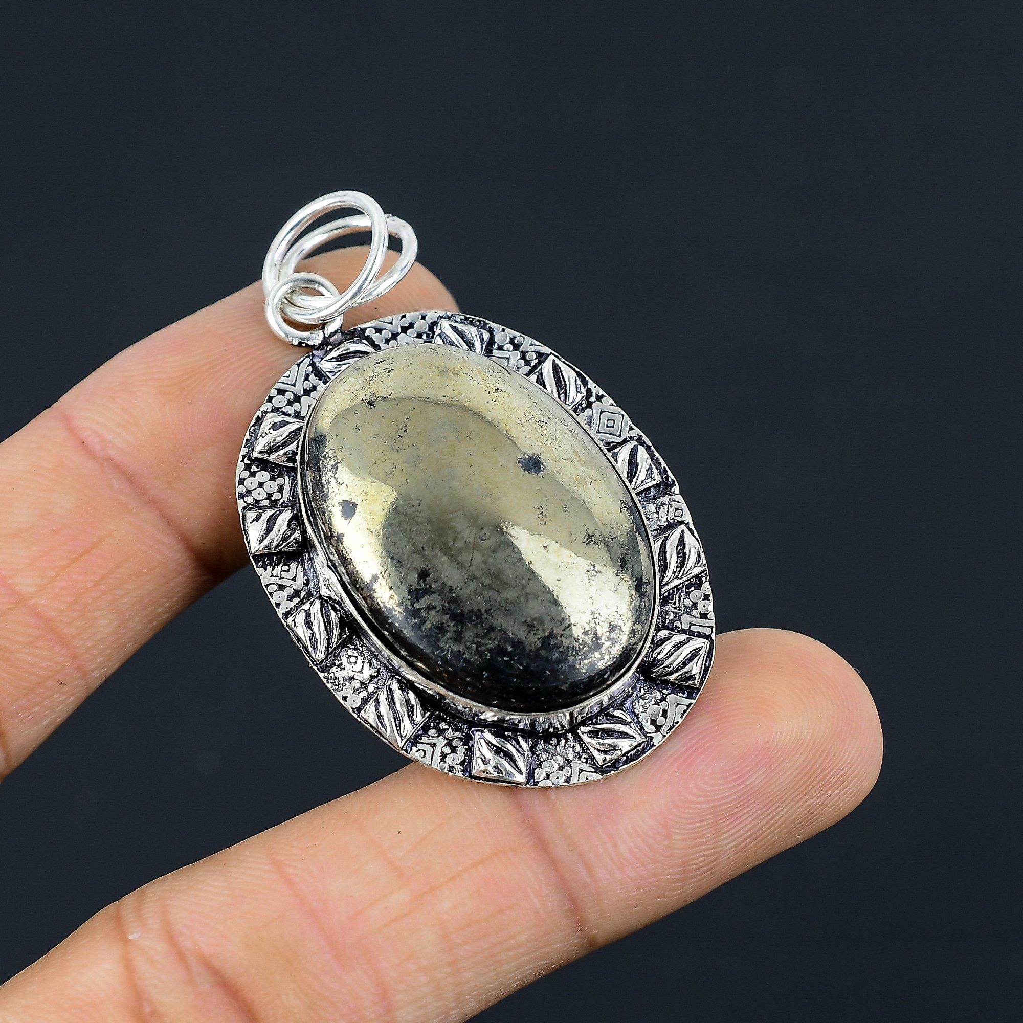 

Daughters Day Sale 925 Sterling Silver Pyrite Gemstone Mother Pendant Jewelry