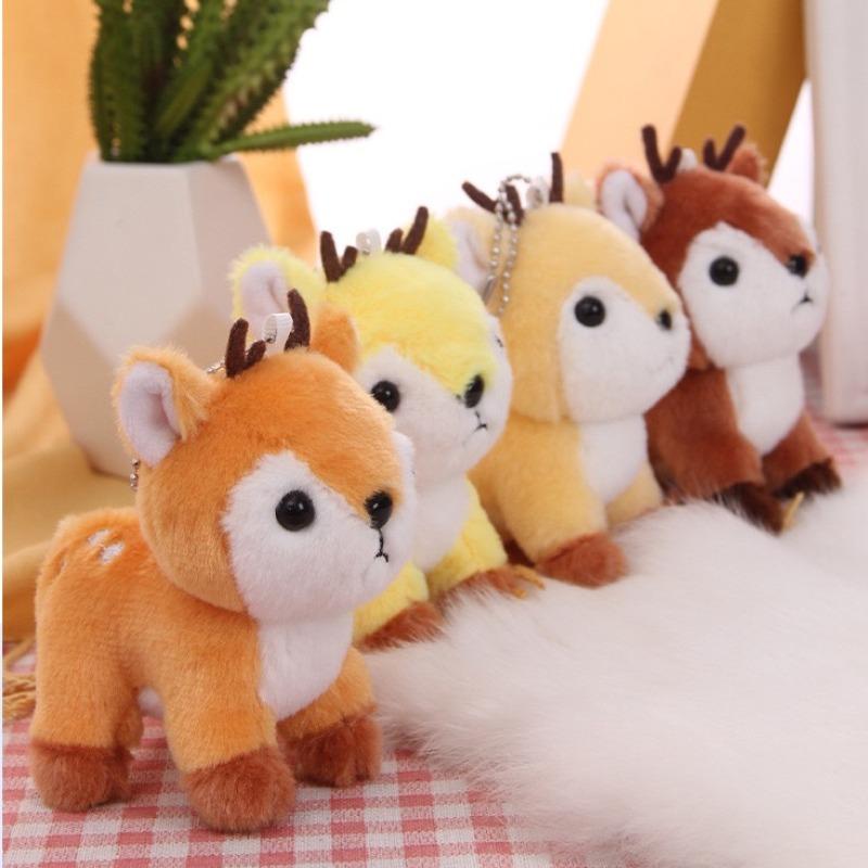 10cm Cartoon Deer Soft Stuffed Plush Toy Animal Fluffy Elk Doll Fawn Keychain Backpack Pendant Christmas Gifts for Kids