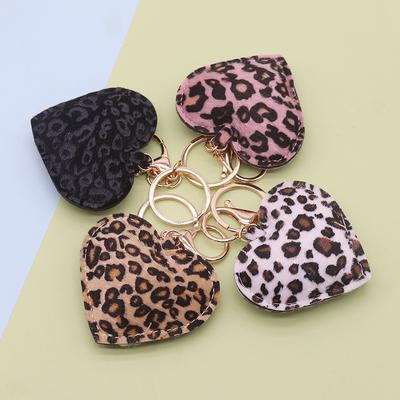 Leopard Print Heart Keychain Set - Stylish Decor for Keys/Bags, Ideal Gift for Fashion Enthusiasts