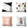 Polyester Pillow Case Nordic Ins Style Marble Geometric Printed Peach Leather Velvet Living Room Sofa Pillow Case