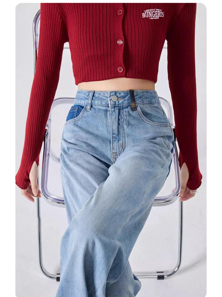 Women's High Waist Wide Leg Jeans - 2025 Spring/Autumn Retro Slim Fit Straight Leg Pants