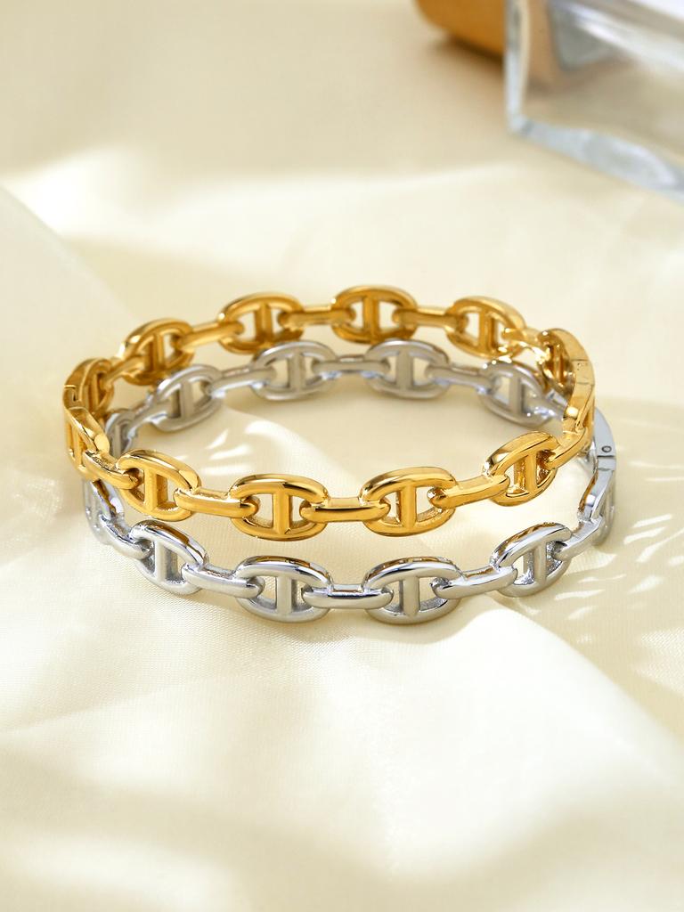 Fashion Simple Temperament Senior Sense Of Stainless Steel Plated Gold Pig Nose Bracelet Women'S Jewelry