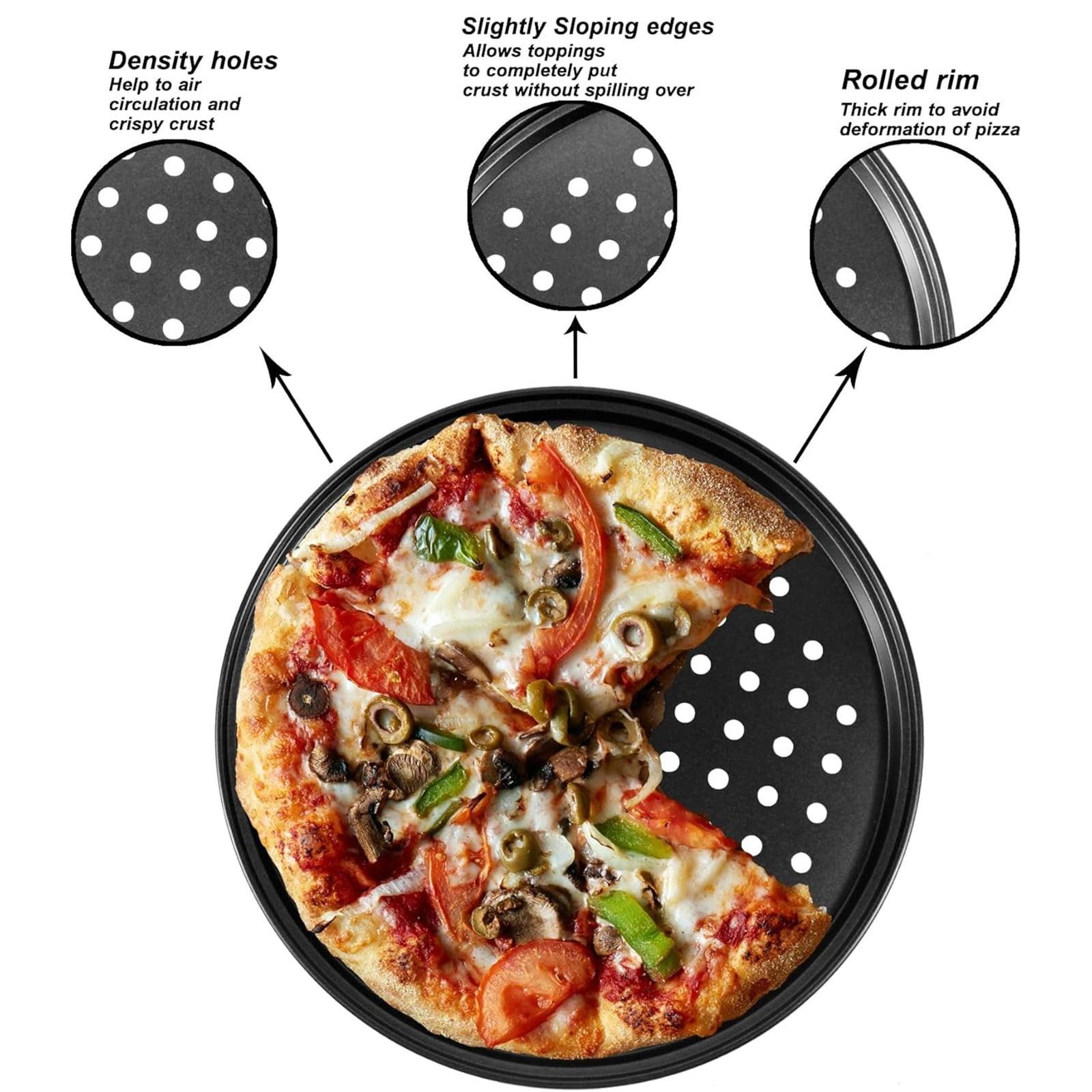 

Kitchen Baking Tools Nonstick Carbon Steel Pizza Round Pan With Holes Restaurant Cooking Baking Accessories Supplies чёрный