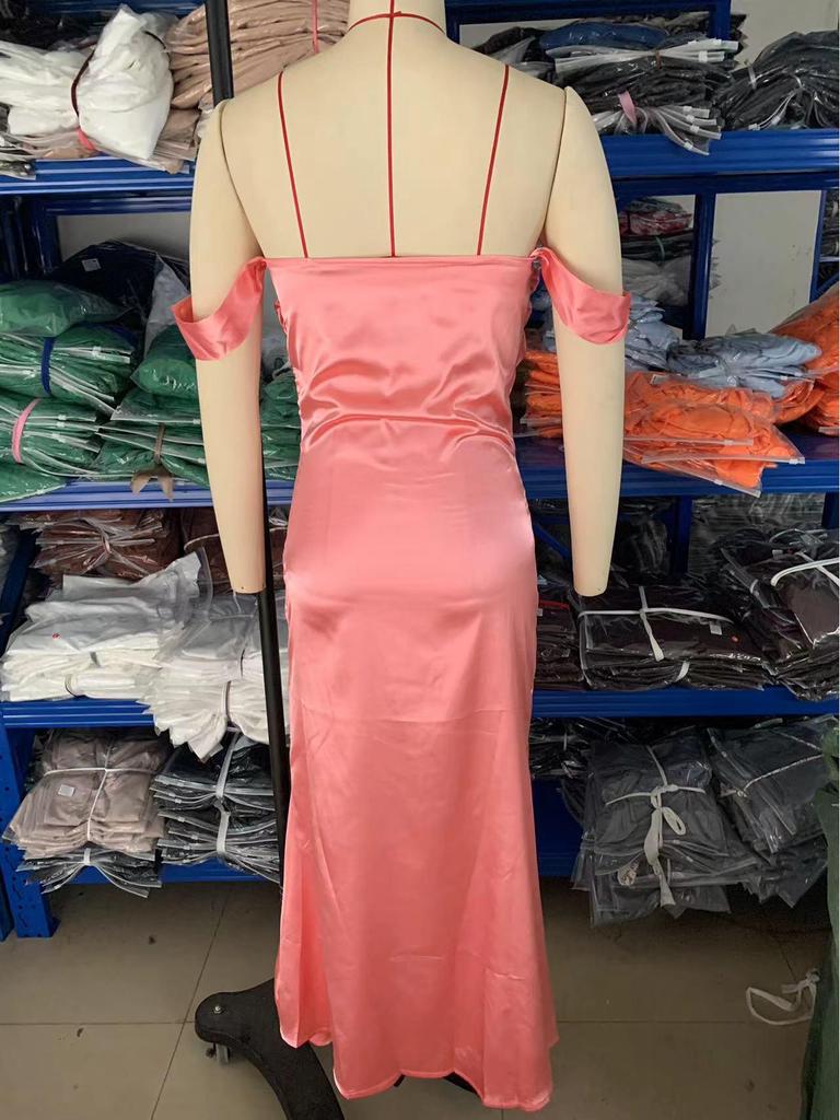 2023 Frühling/Sommer Europäisches & Amerikanisches Ein-Schulter Satin Rückenfreies Abendkleid