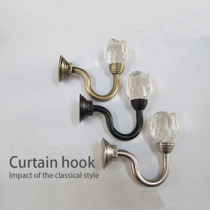 1 para metalowy haczyk do zawieszania z kryształową różą w kształcie głowy zasłony do zawieszania na ścianie wieszak na haki