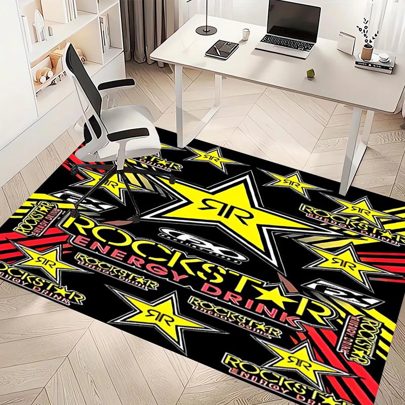 1pc Rockstar logo Print Area Rug - Soft, Washable Non-Slip Indoor Mat, Living Room, Home Office Decorative Rug,Office Decorative