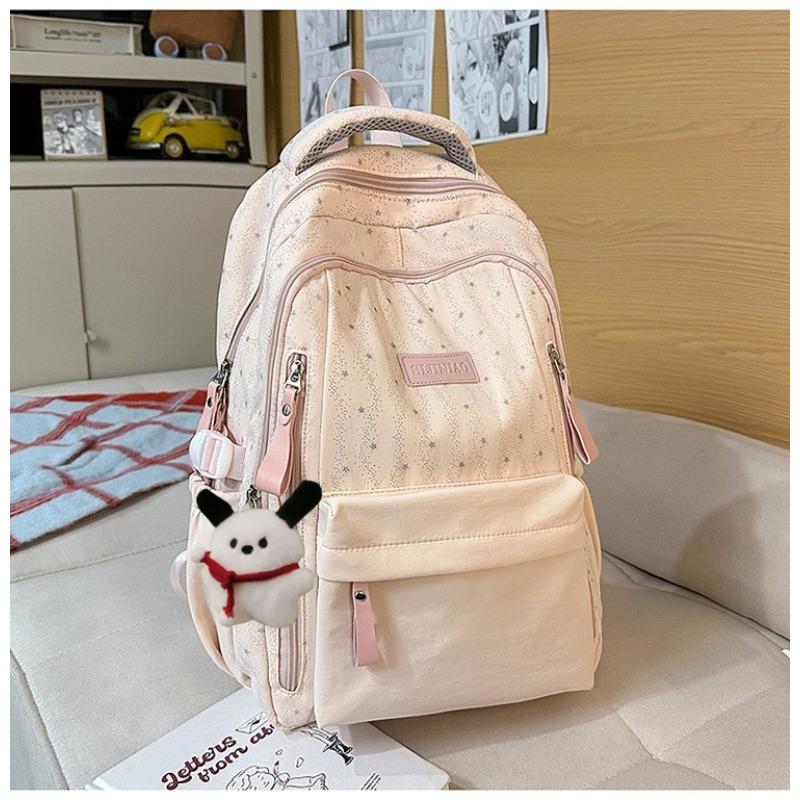 Fresh and Simple Chinese Schoolbag Women's High-value Star Printing Campus Backpack Large-capacity Travel Backpack