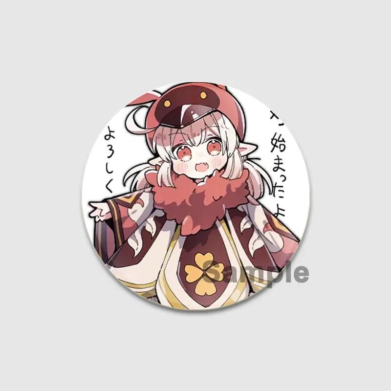 32/44/58mm Klee Pin Round Cartoon Funny Snap-in Brooche for Backpack Cothes Accessorie Anime Genshin Impact Collection Badge Hat Decoration