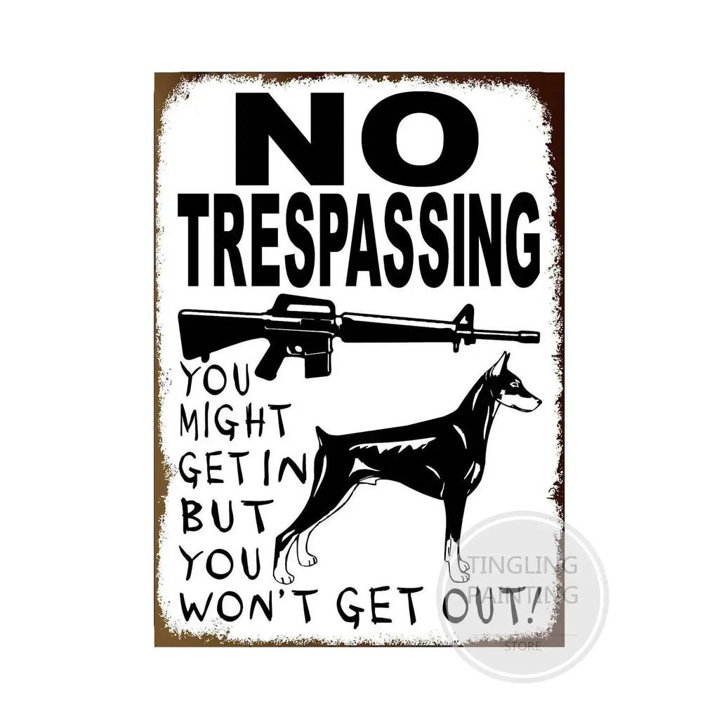 Vintage Retro Tin Signs Beware Of Dog  Metal Wall Stickers for Garden Family House Door Decoration