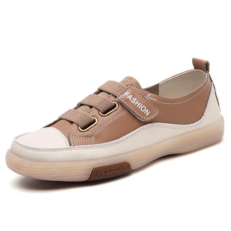 Korean Style Womens Casual Shoes With Leather Patchwork And Velcro For Summer And Spring Wear