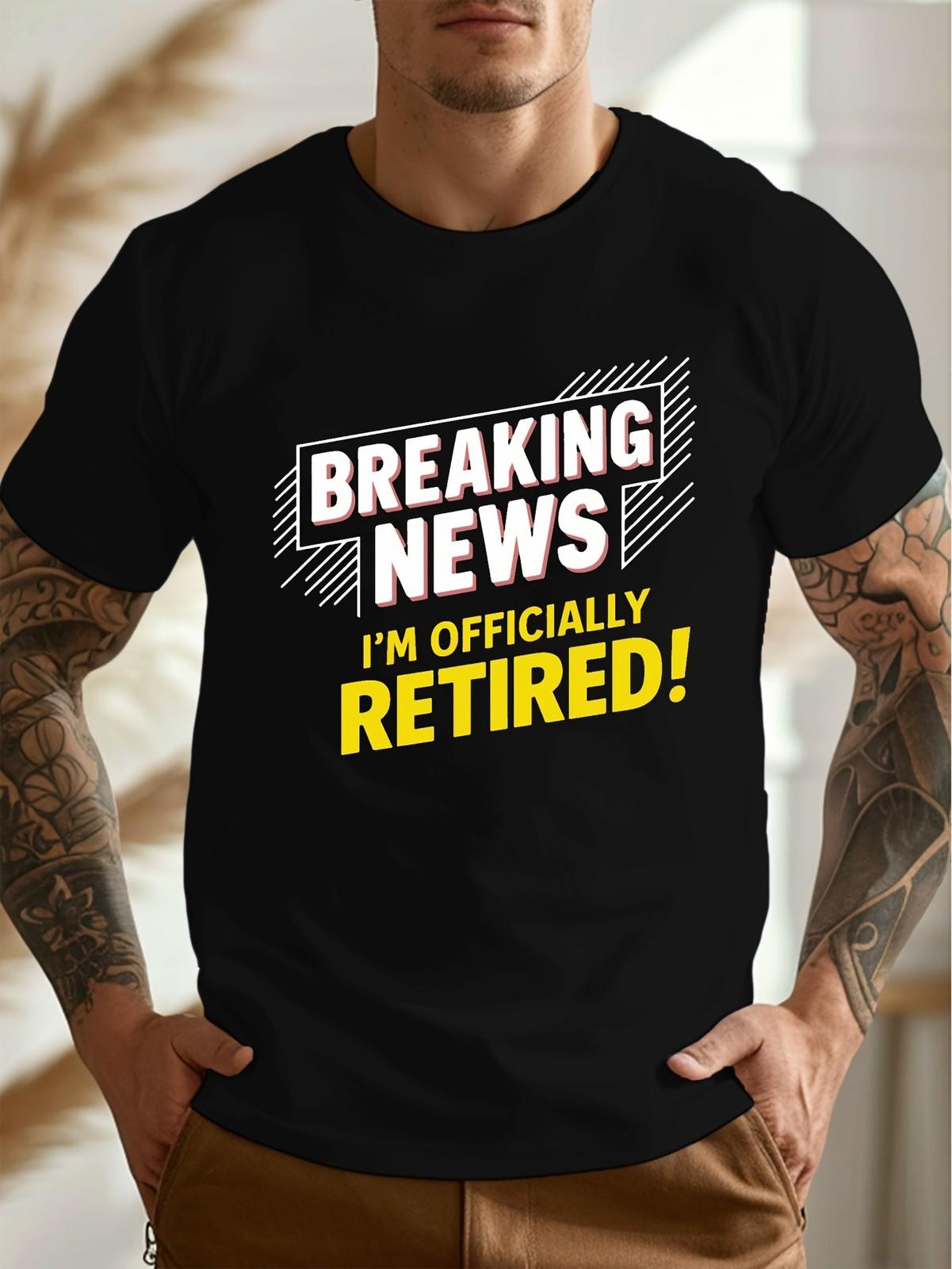 Men S Funny Retirement Announcement T-Shirt - Officially Retired! Bold White & S разноцветный