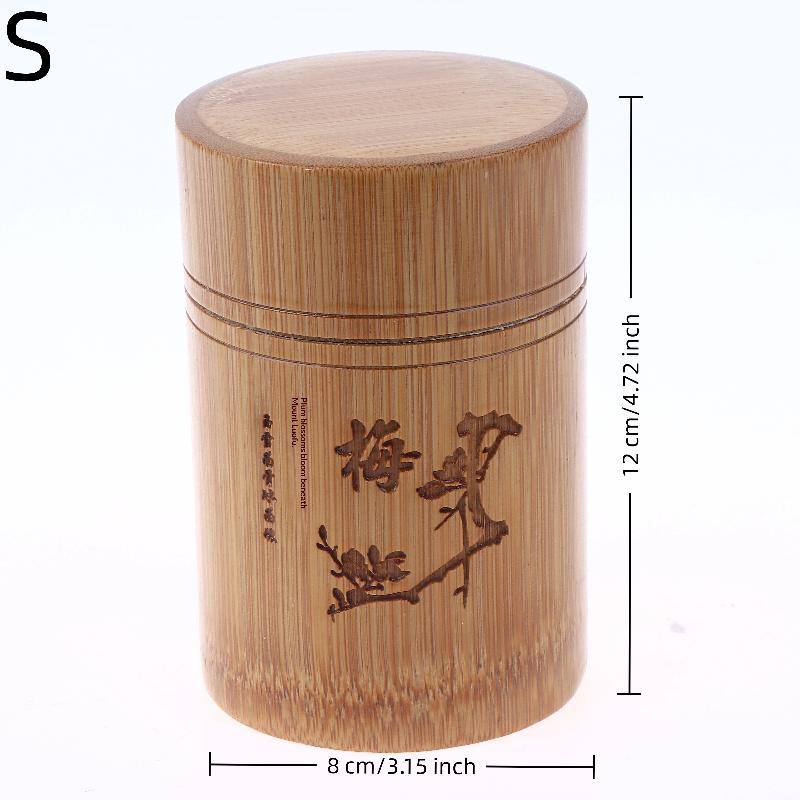 Резная бамбуковая коробка для хранения чая Крышка-уплотнитель Чайница для чая Коробка для еды, специй, орехов Органайзер Кухонные банки для хранения Аксессуары S