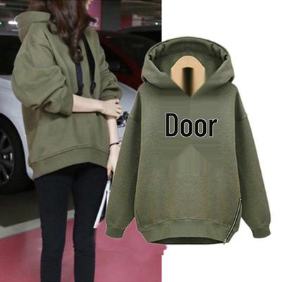 2023 Autumn/Winter Women's Korean Style Fleece Hooded Long Sleeve Loose Pullover Sweatshirt