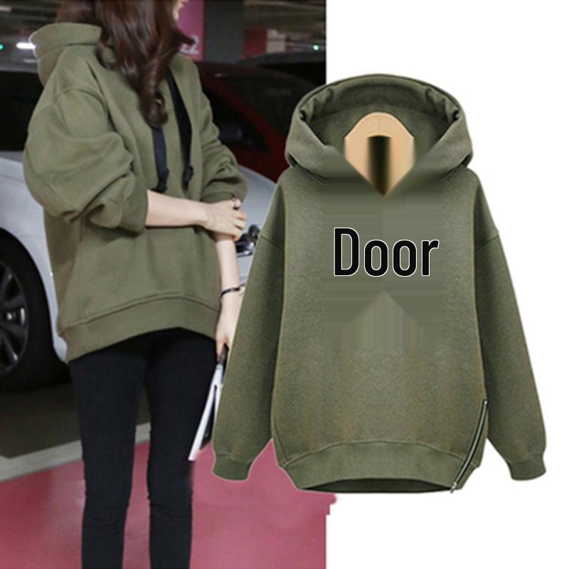 2023 Høst/Vinter Dame Koreansk Stil Fleece Hettegenser Langermet Løs Pullover Sweatshirt