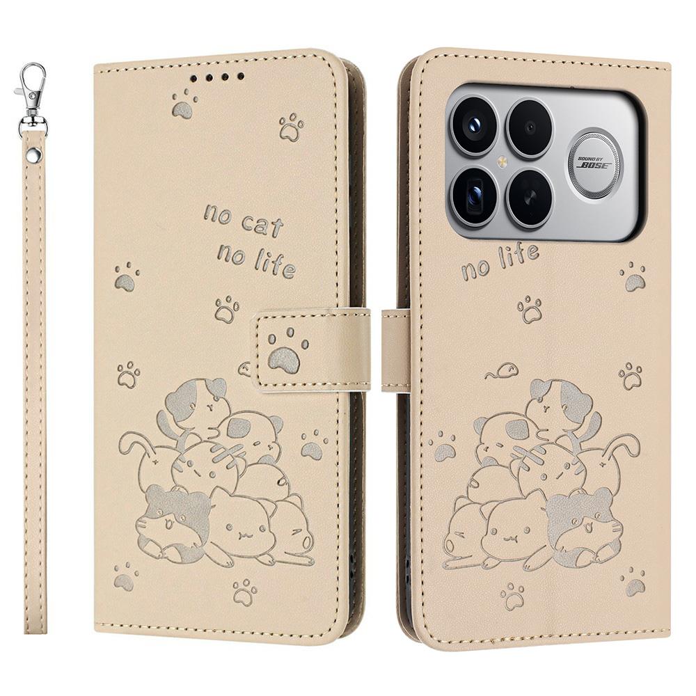 For Xiaomi Poco F8 Ultra/Redmi K90 Pro Max 5G Wallet Case Cats Imprint Leather Phone Cover with Strap