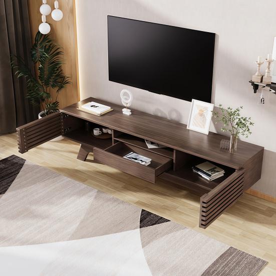 TV Cabinet with One Drawer And Two Doors, TV Furniture, TV Panel, TV Cabinet. Unique Design, Vintage Wood Color.