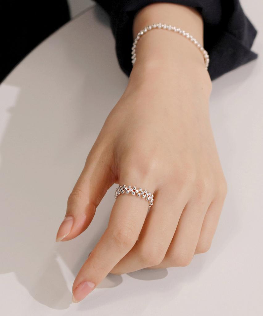 47Bag 925 Silver Silver Ball Lace Ring Tessa