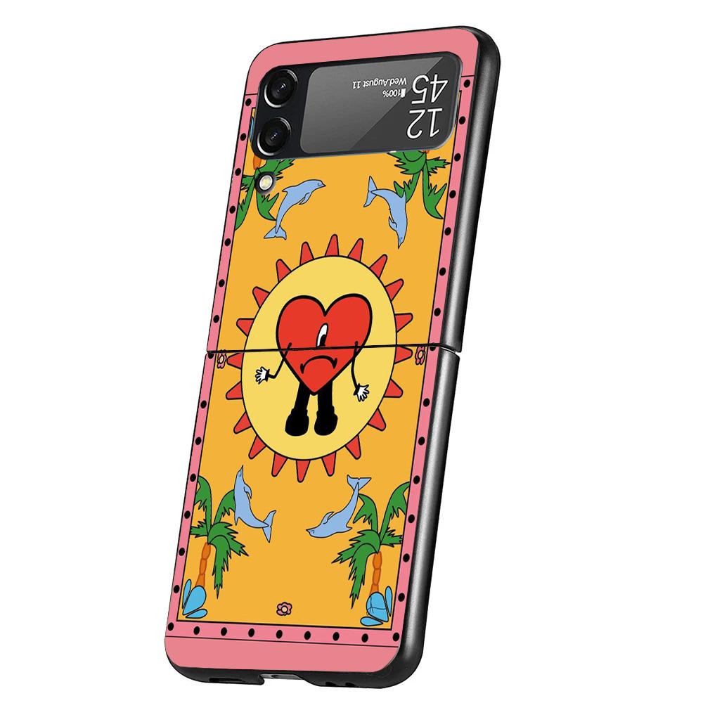 

Bad Bunny Heart Case Phone Cover for Samsung Galaxy Z Flip 6 5 4 3 5G ZFlip6 ZFlip5 ZFlip4 ZFlip3 Black Hard Trend Fundas Galaxy ZFlip6